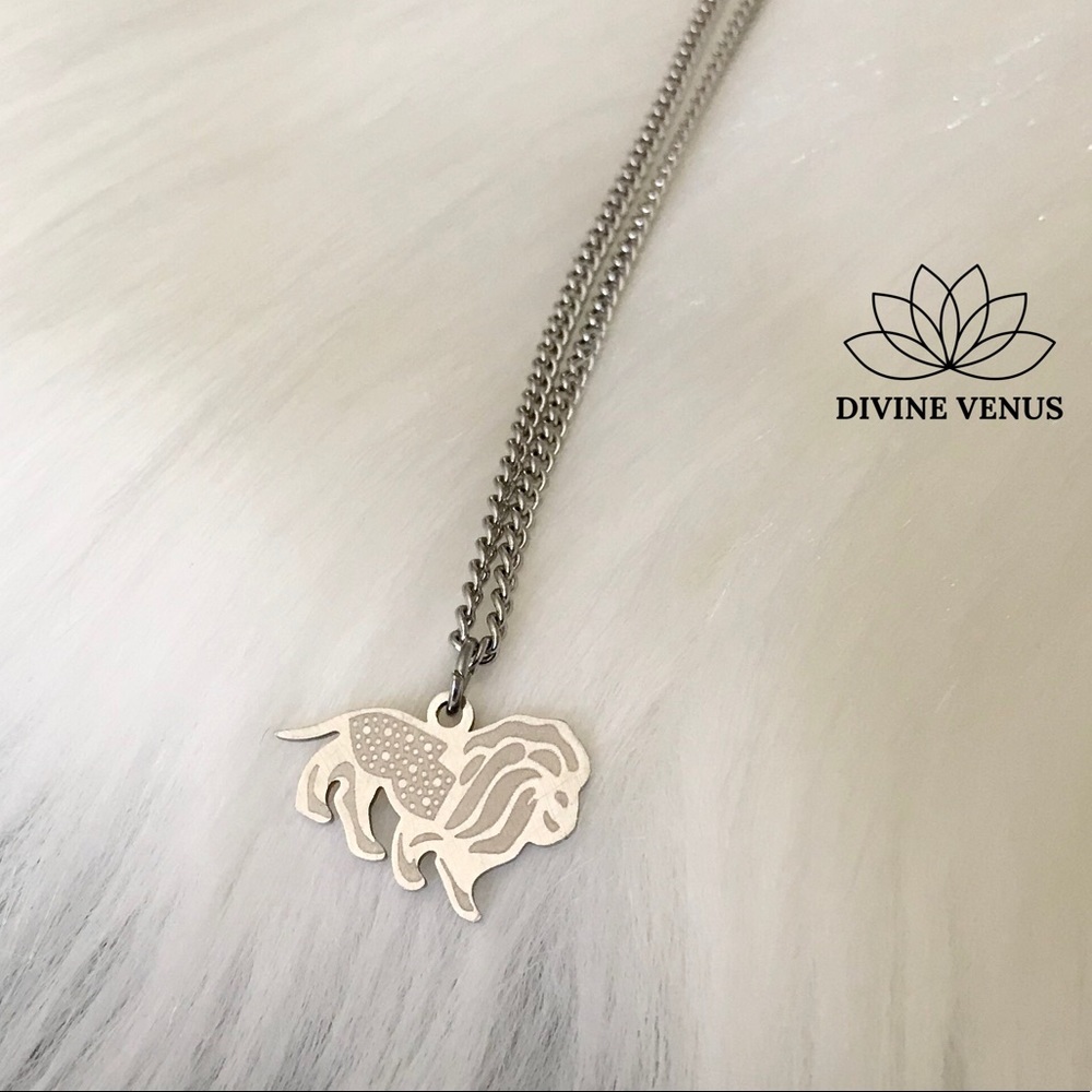 Lion Pendant Necklace - Stainless Steel